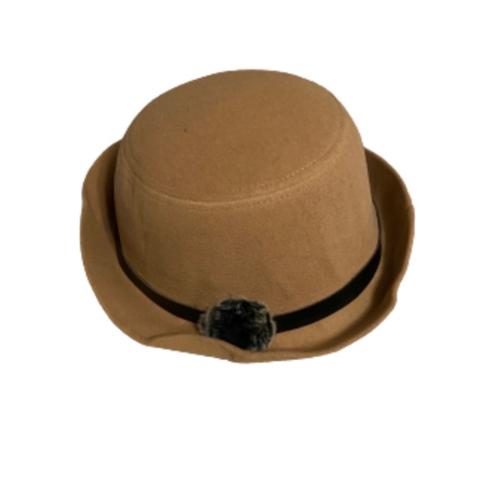 Stylish Tan Short Brim Hat Cap Accessory w/ Chic Floral Decor
